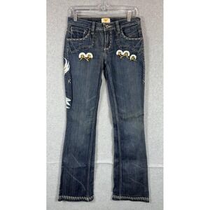 Antik Denim Jeans Womens 27 Blue Embroidered Eagle Bootcut Distressed Y2K Style